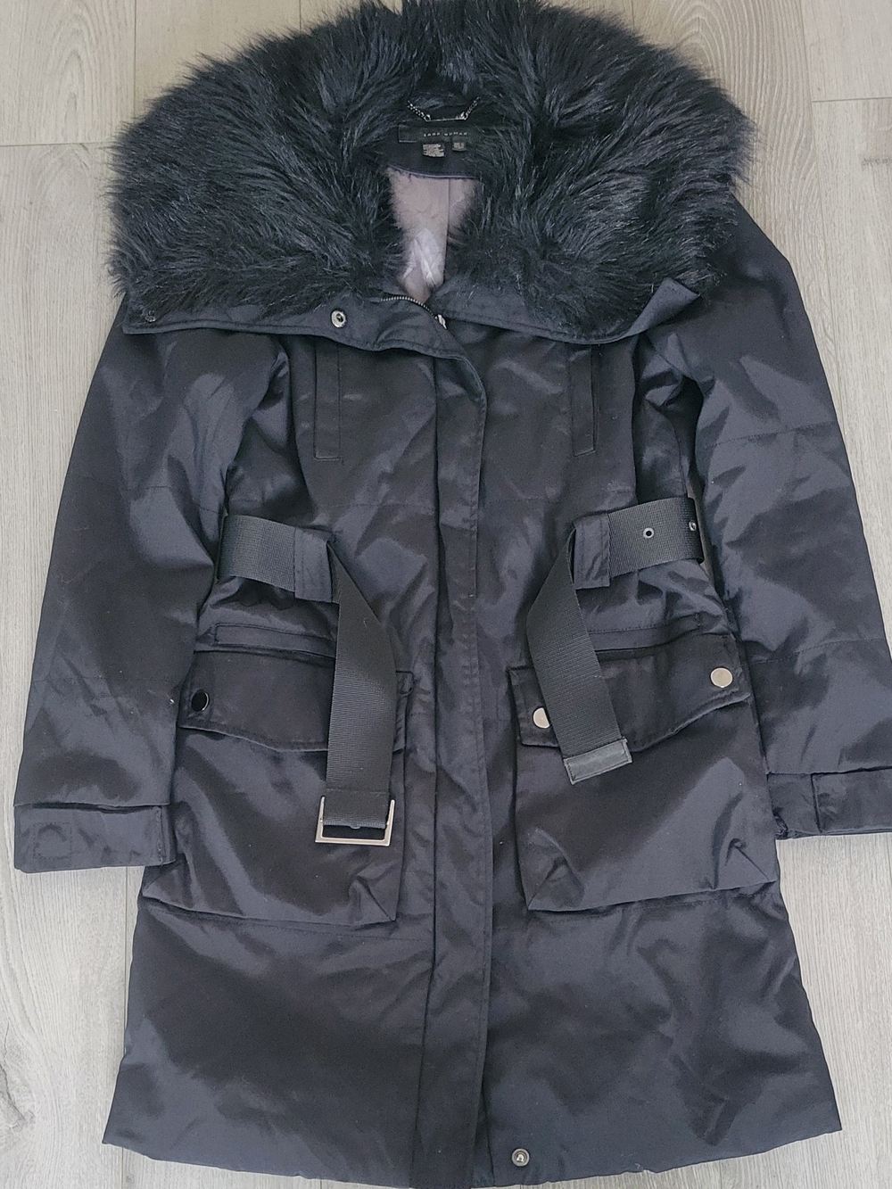 Zara Black Hooded Parka